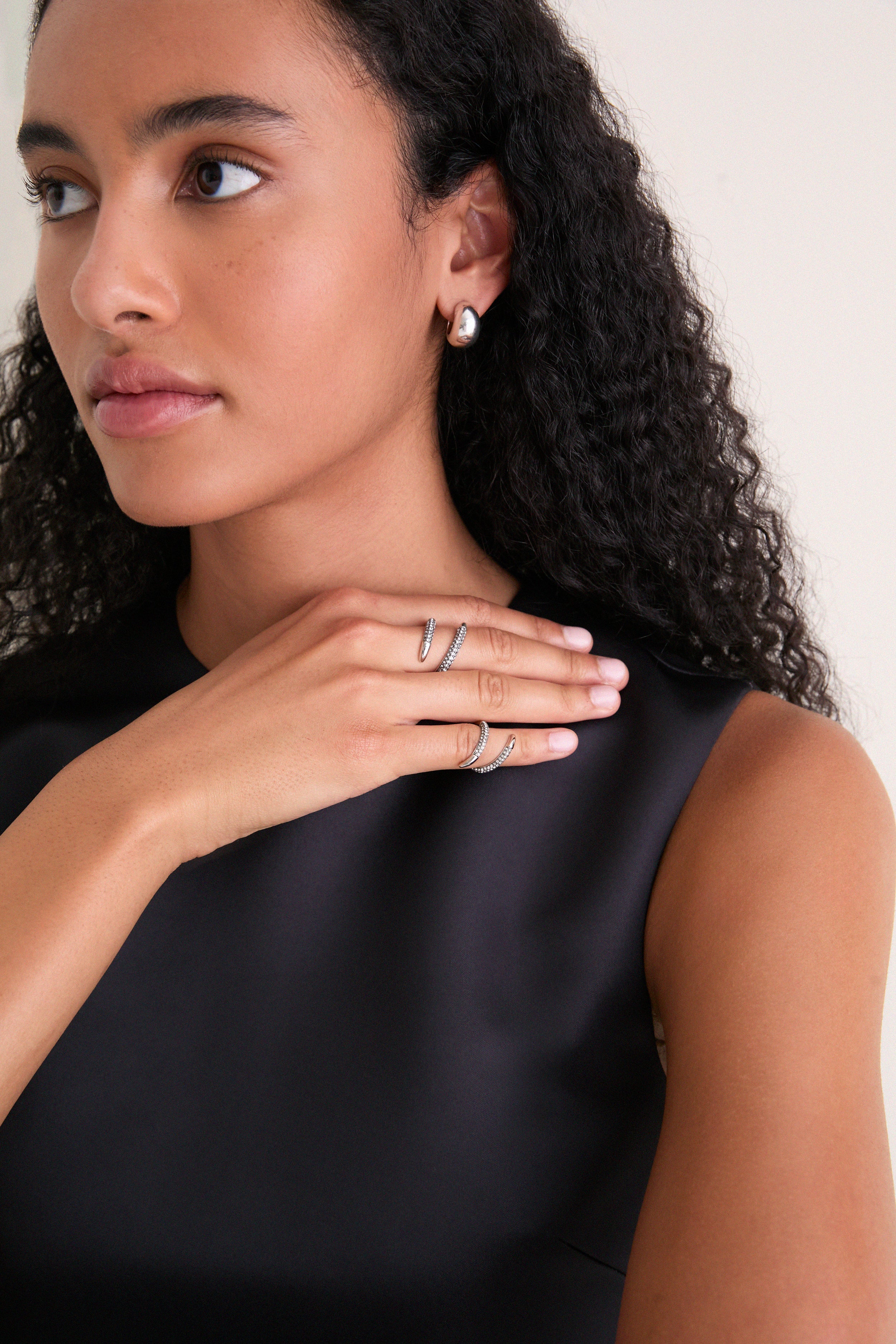 Gunmetal and Crystal Vesey Duo Ring Set of 2