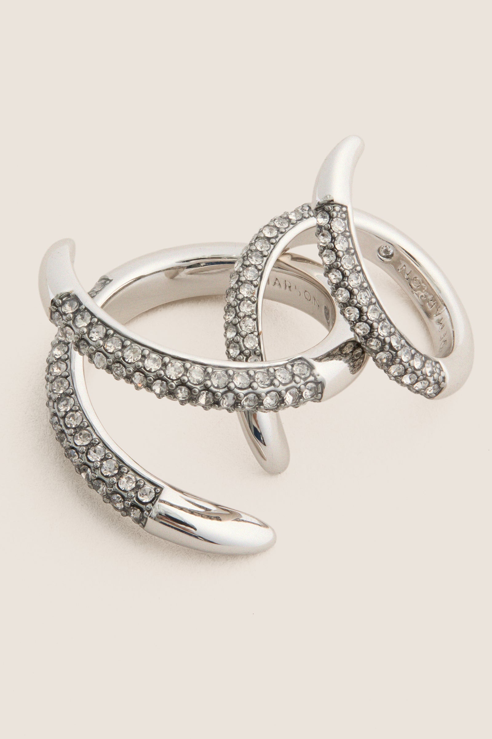 Gunmetal and Crystal Vesey Duo Ring Set of 2