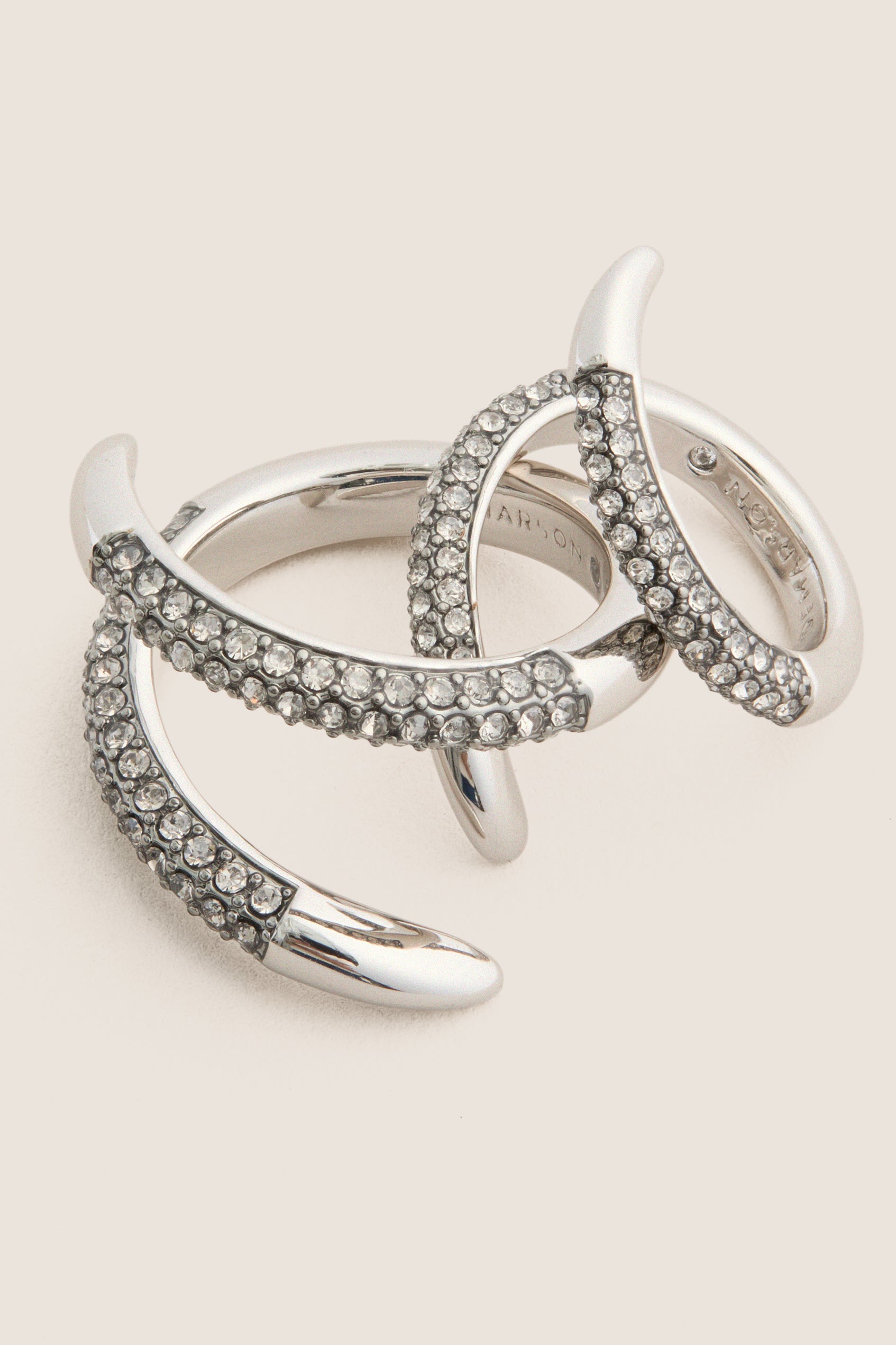 Gunmetal and Crystal Vesey Duo Ring Set of 2