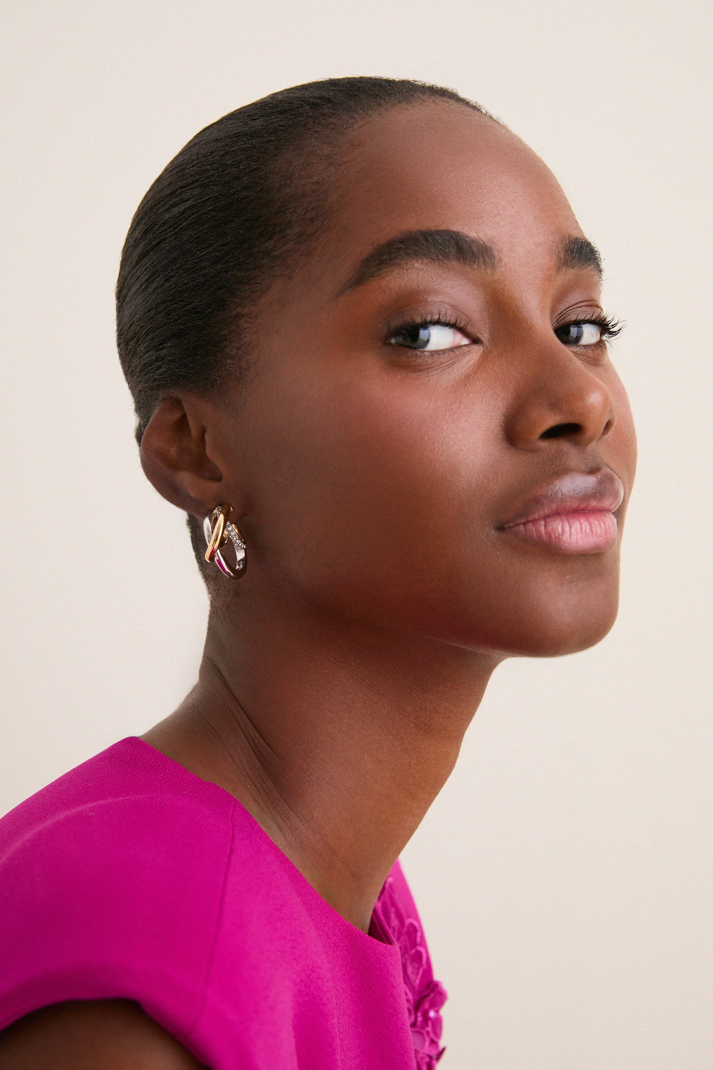 Gold and Pave Aya Hoops