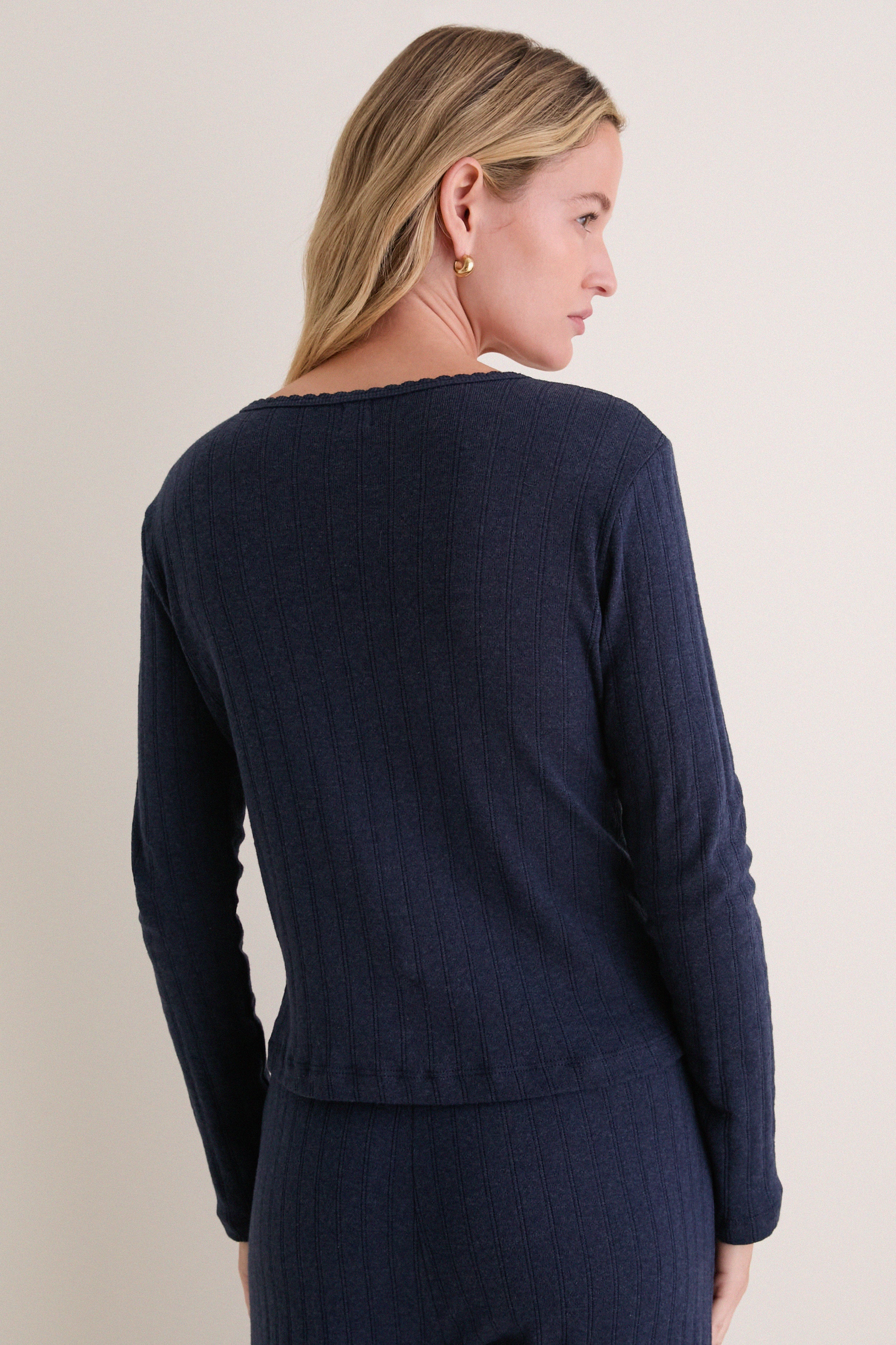 Midnight Melange Pointelle Classic Cardigan II