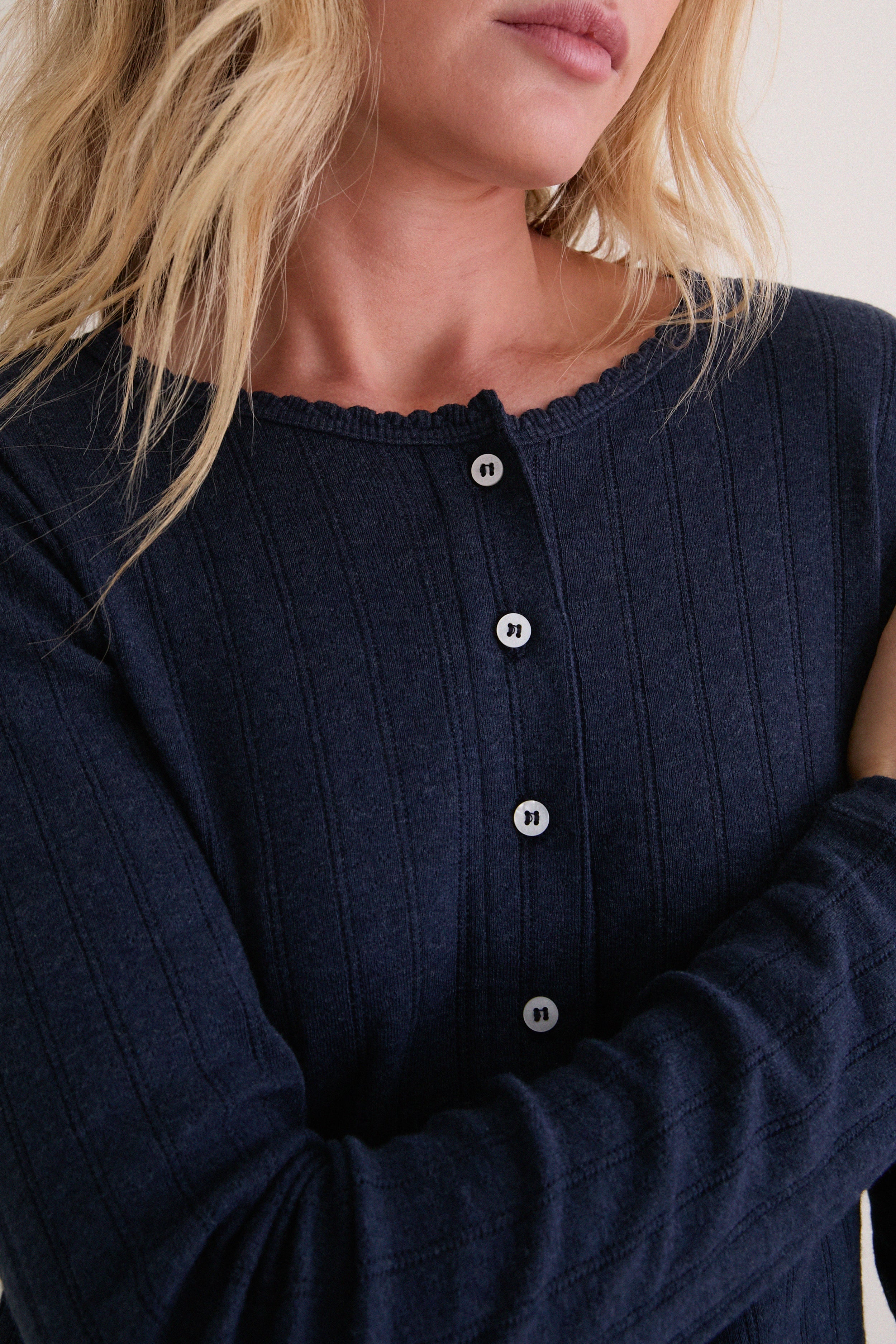 Midnight Melange Pointelle Classic Cardigan II