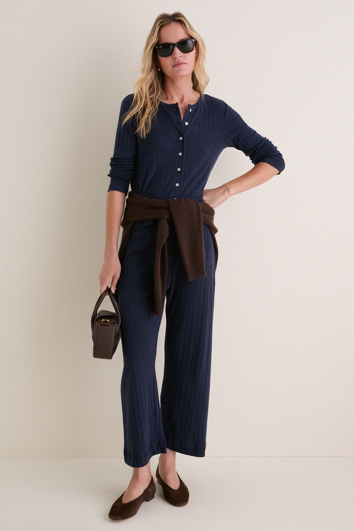 Midnight Melange Pointelle Classic Cardigan II
