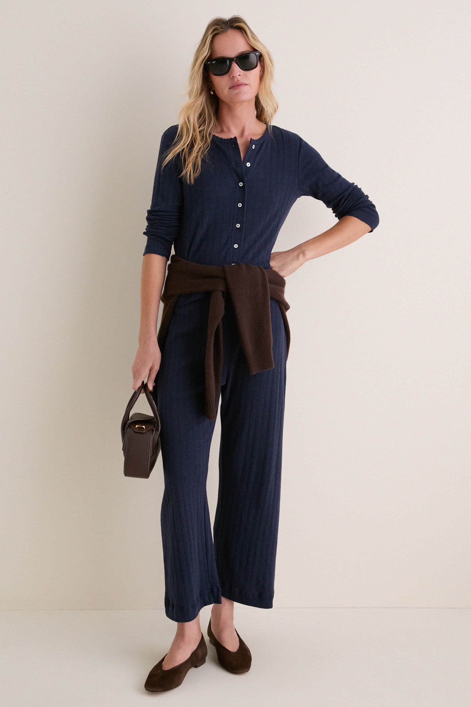 Midnight Melange Pointelle Classic Cardigan II