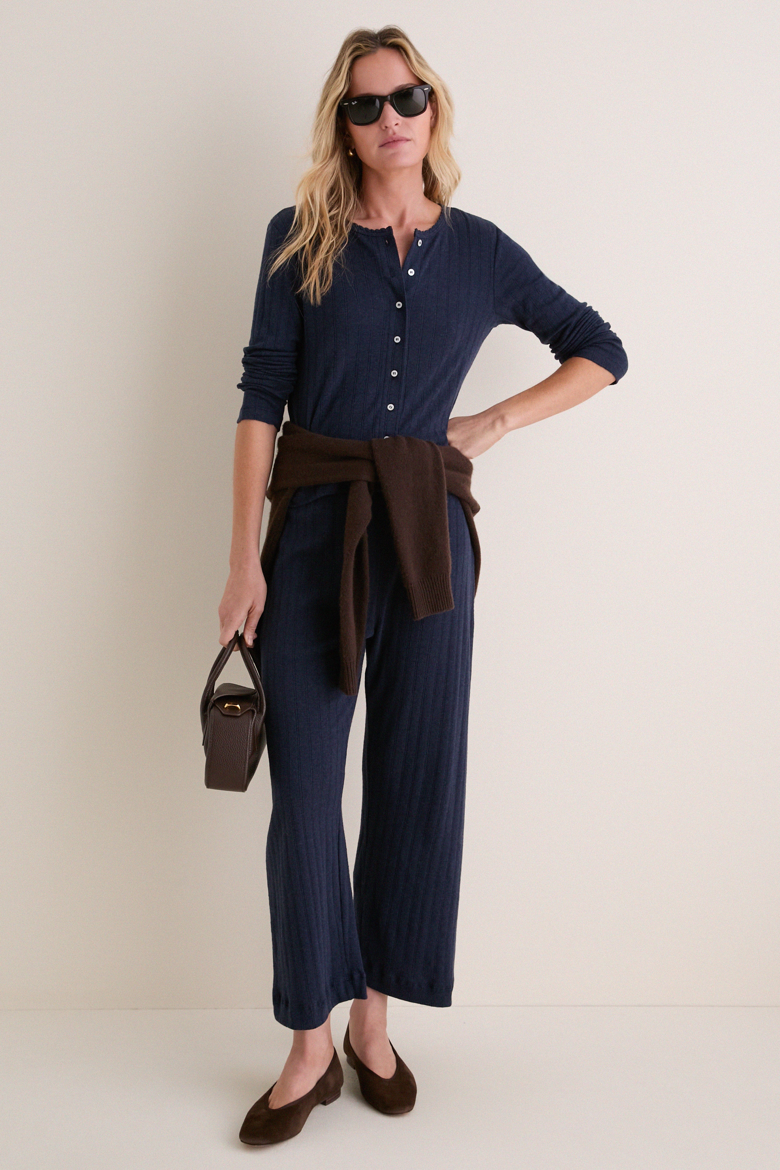 Midnight Melange Pointelle Classic Cardigan II