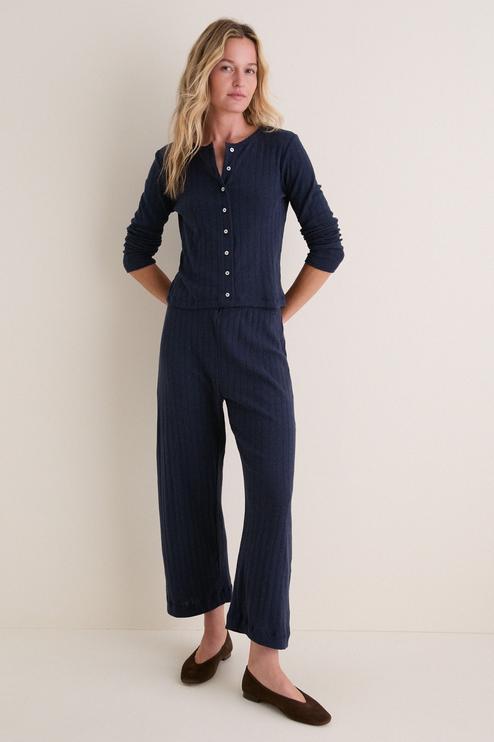 Midnight Melange Pointelle Classic Cardigan II
