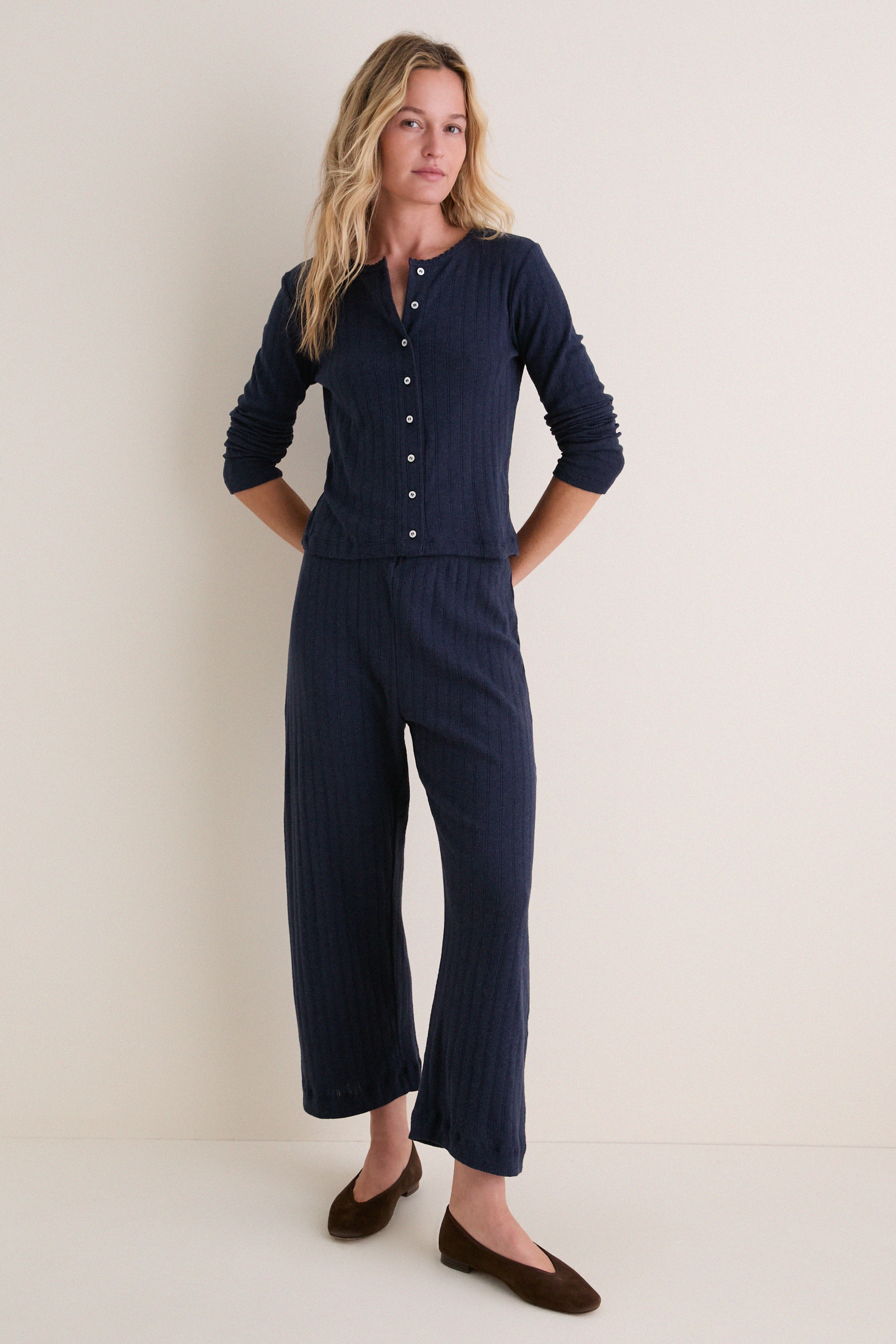 Midnight Melange Pointelle Classic Cardigan II