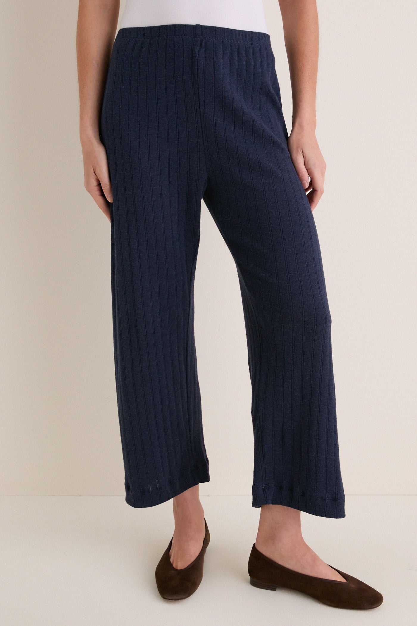 Midnight Melange Pointelle Crop Wide Leg Pant