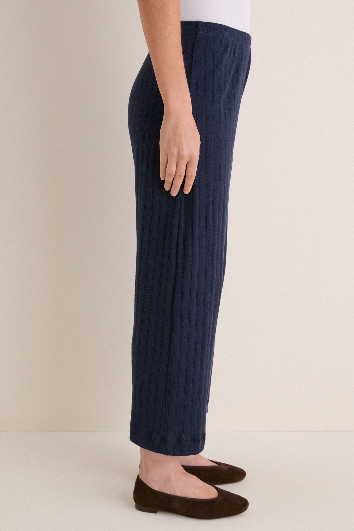 Midnight Melange Pointelle Crop Wide Leg Pant