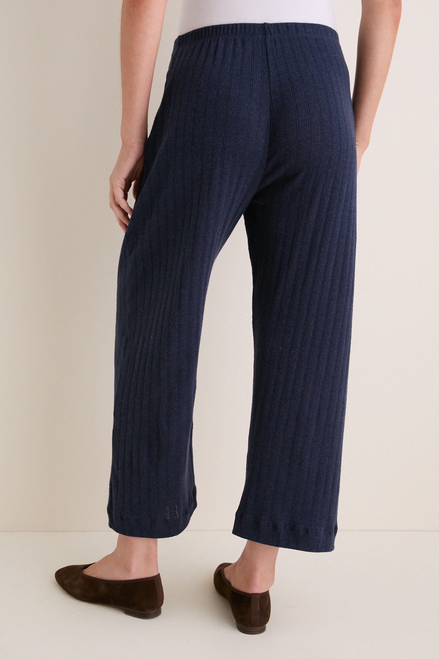 Midnight Melange Pointelle Crop Wide Leg Pant