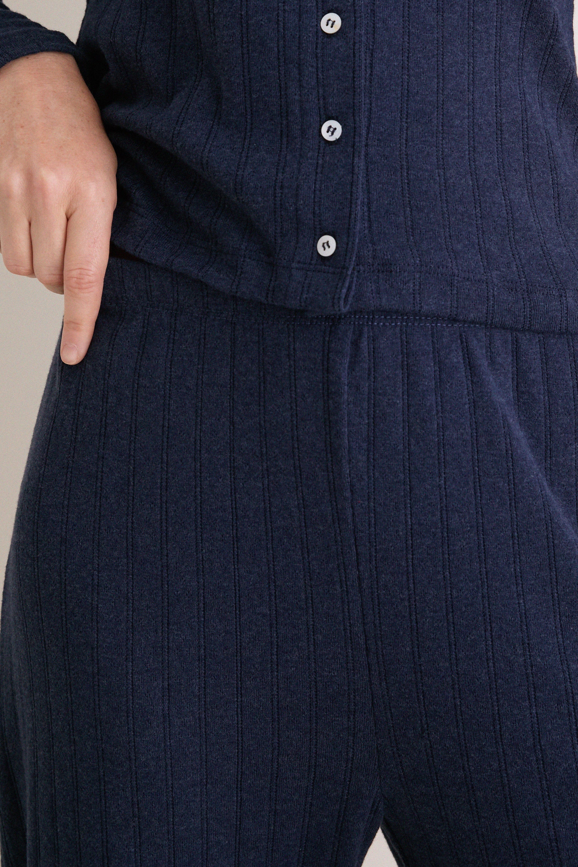 Midnight Melange Pointelle Crop Wide Leg Pant