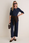Midnight Melange Pointelle Crop Wide Leg Pant