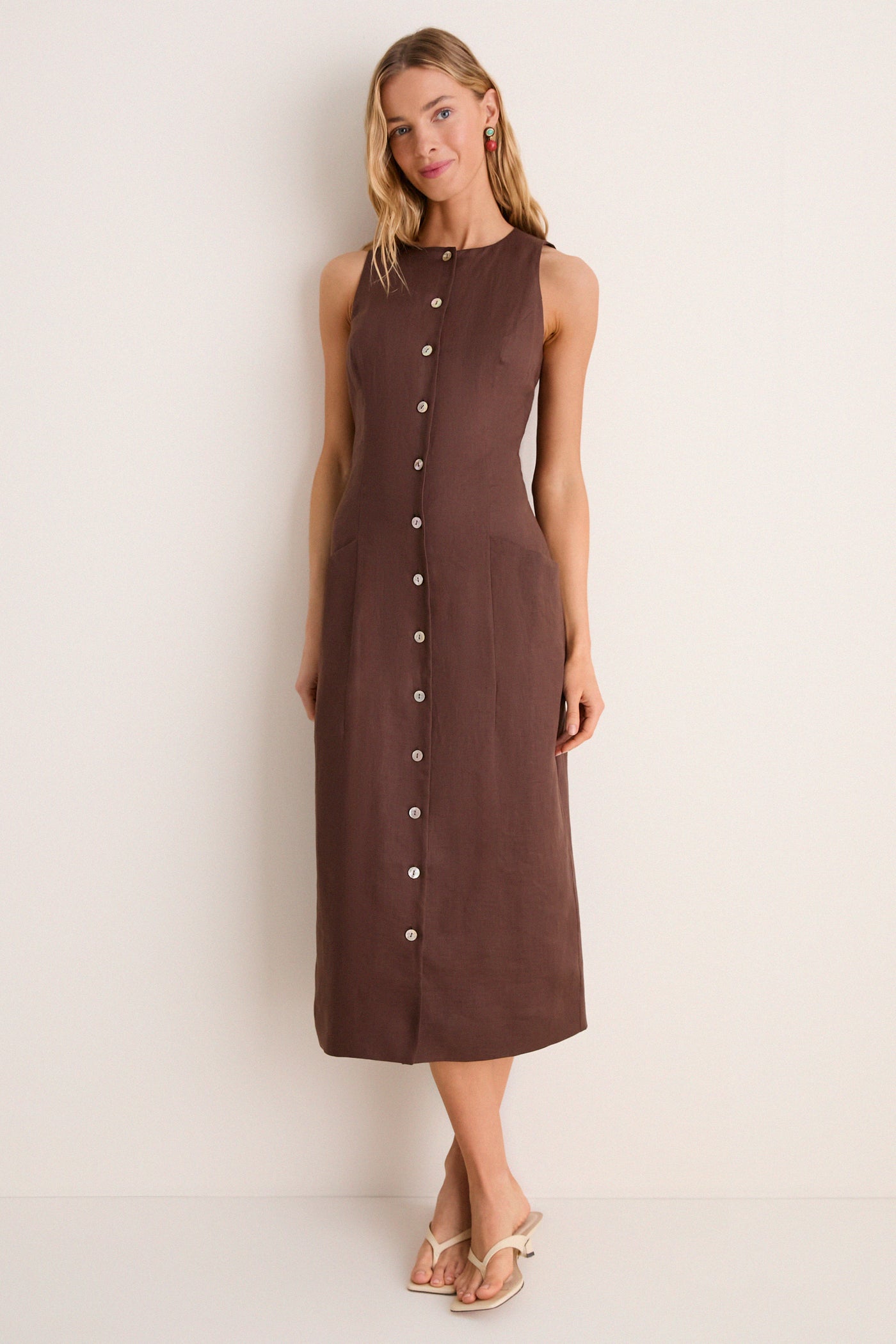 Tuckernuck Chestnut Linen Francesca Dress Chestnut / 10