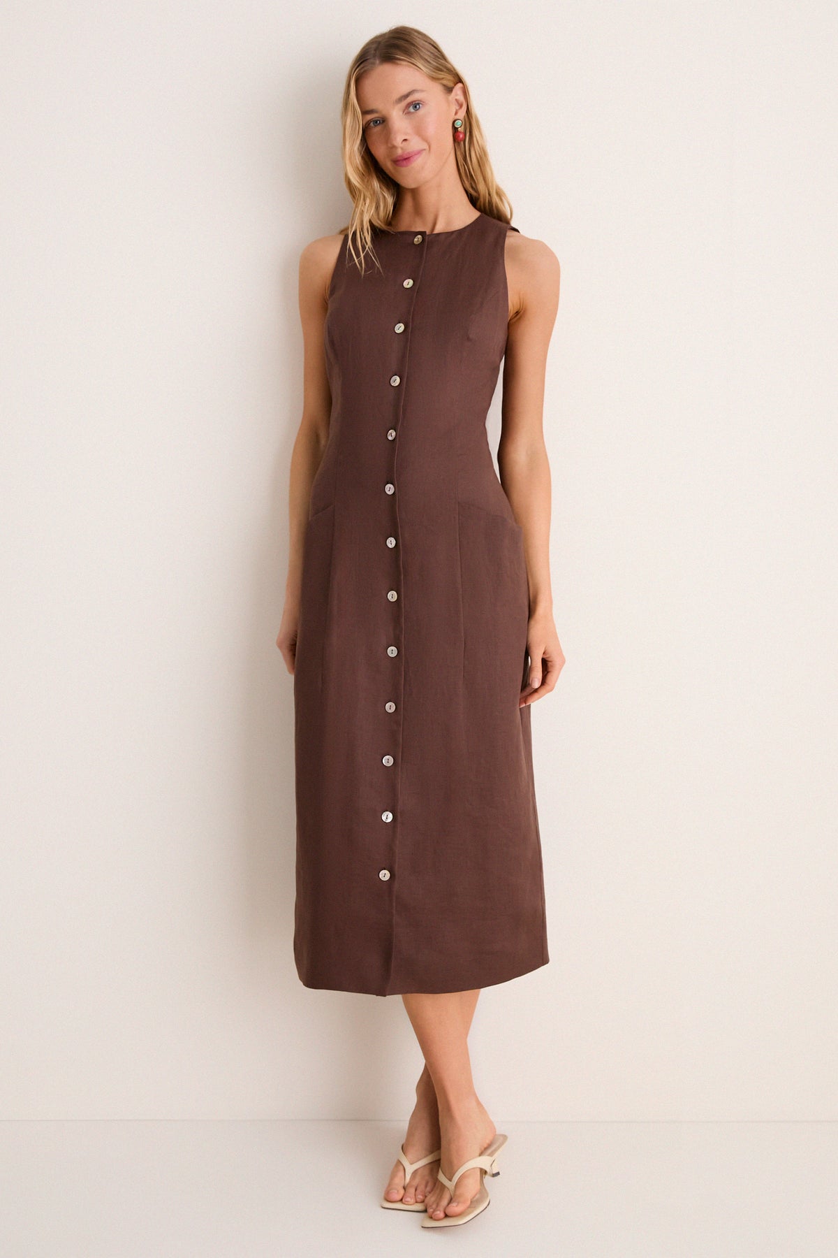 Chestnut Linen Florence Dress