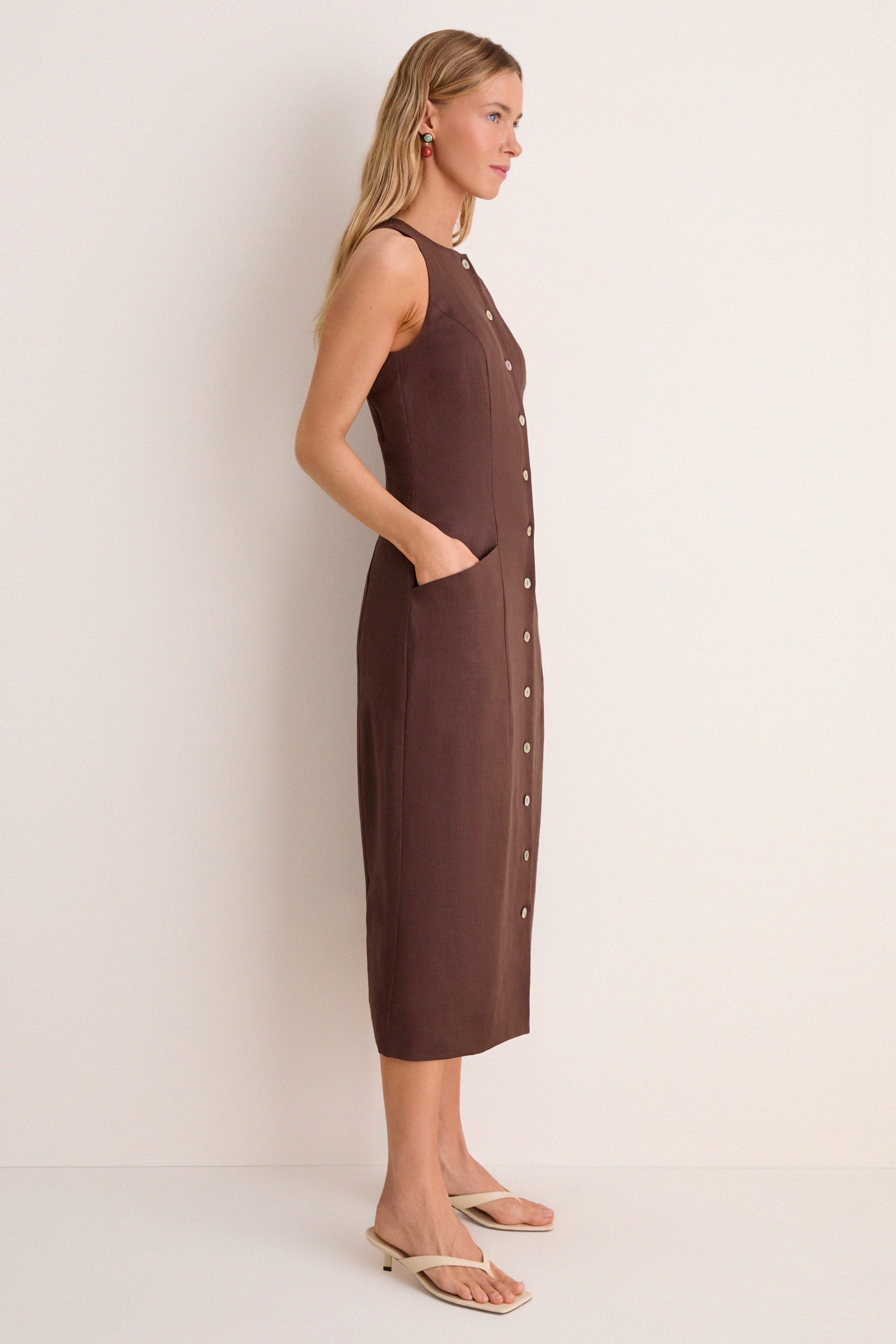 Chestnut Linen Florence Dress