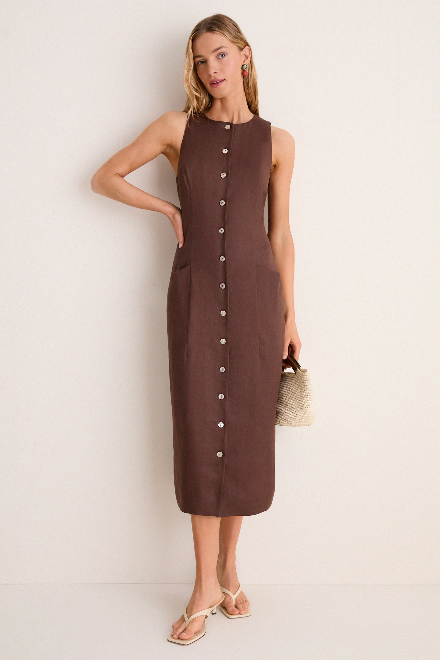 Chestnut Linen Florence Dress
