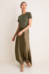 Burnt Olive Satin Mischa Slip Skirt