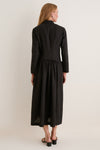 Black Cotton Linen Astra Button Down Dress