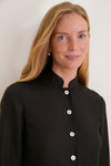 Black Cotton Linen Astra Button Down Dress