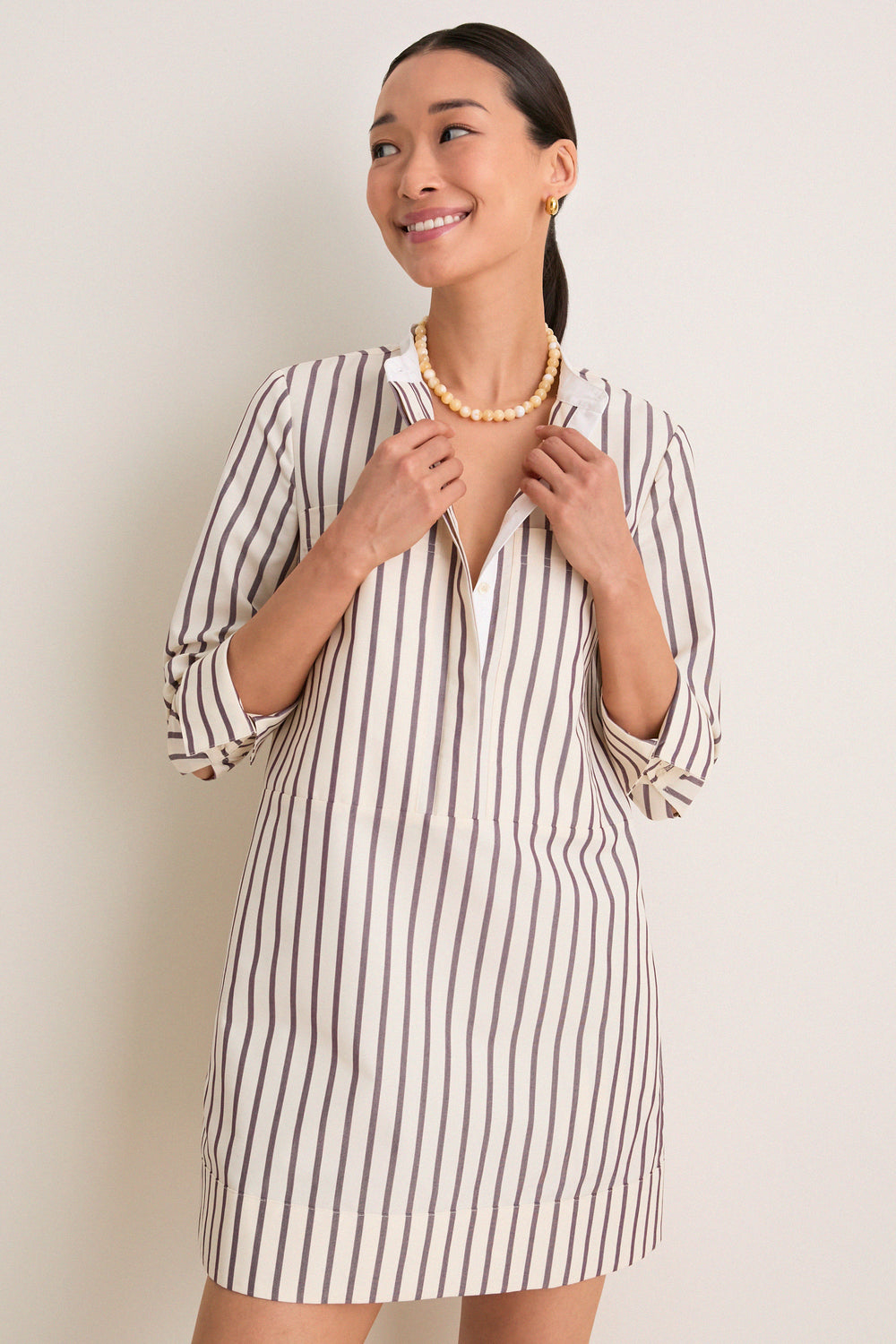 womens striped shirt dress Julia Imported. Trish Striped Shirting Waist Tie