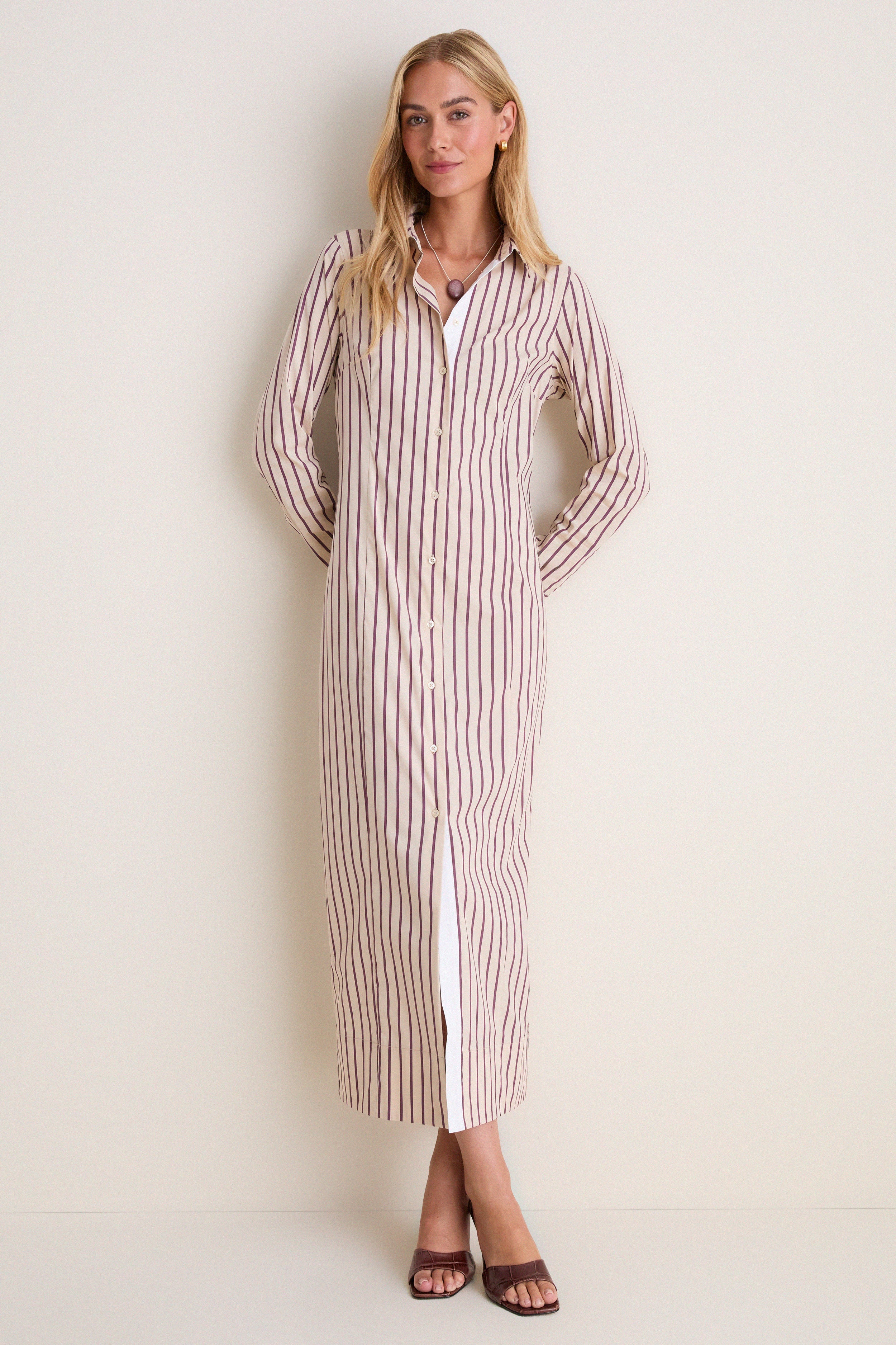 Wine Stripe Paolo Maxi Shirt Dress | Tuckernuck