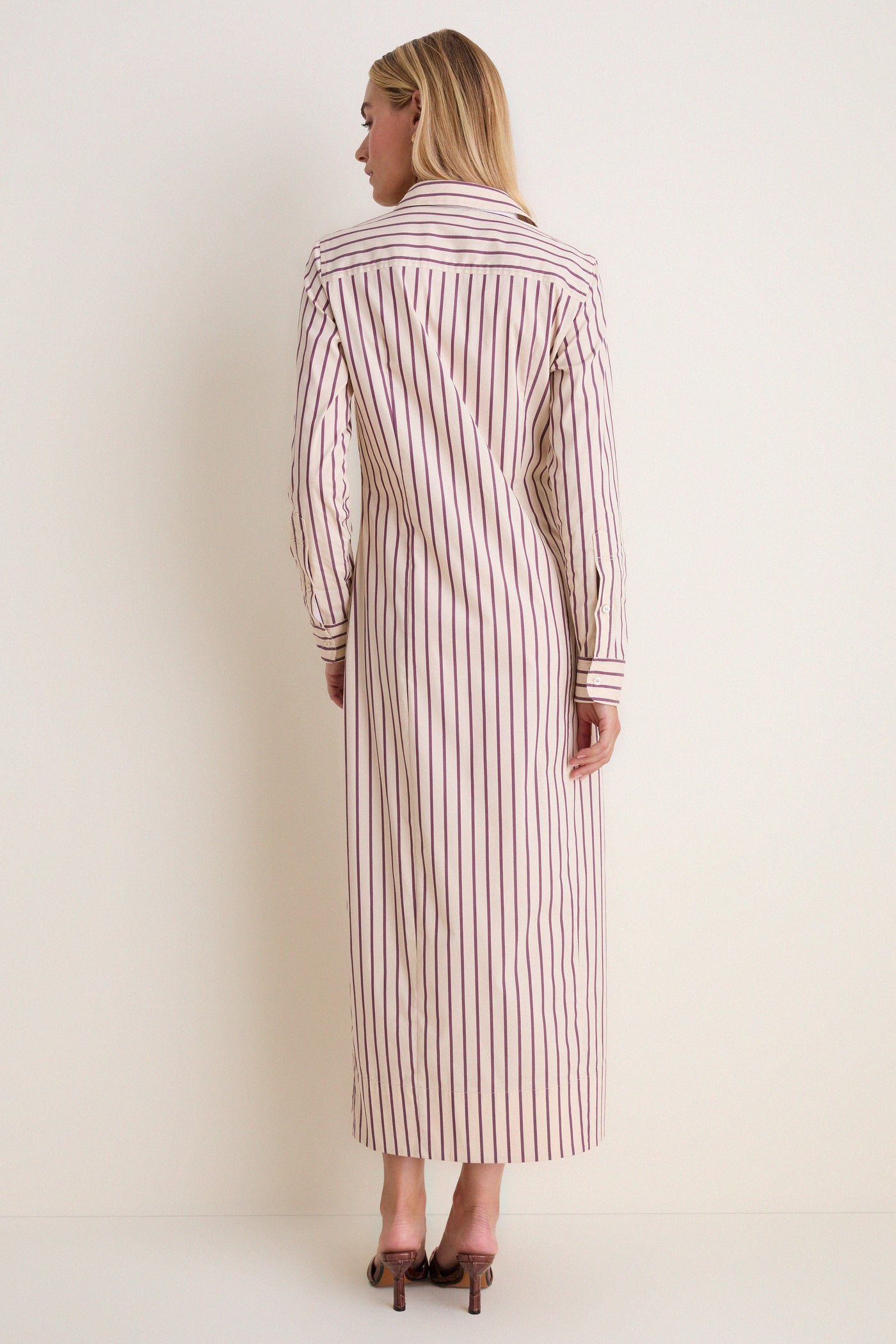 Wine Stripe Paolo Maxi Shirt Dress