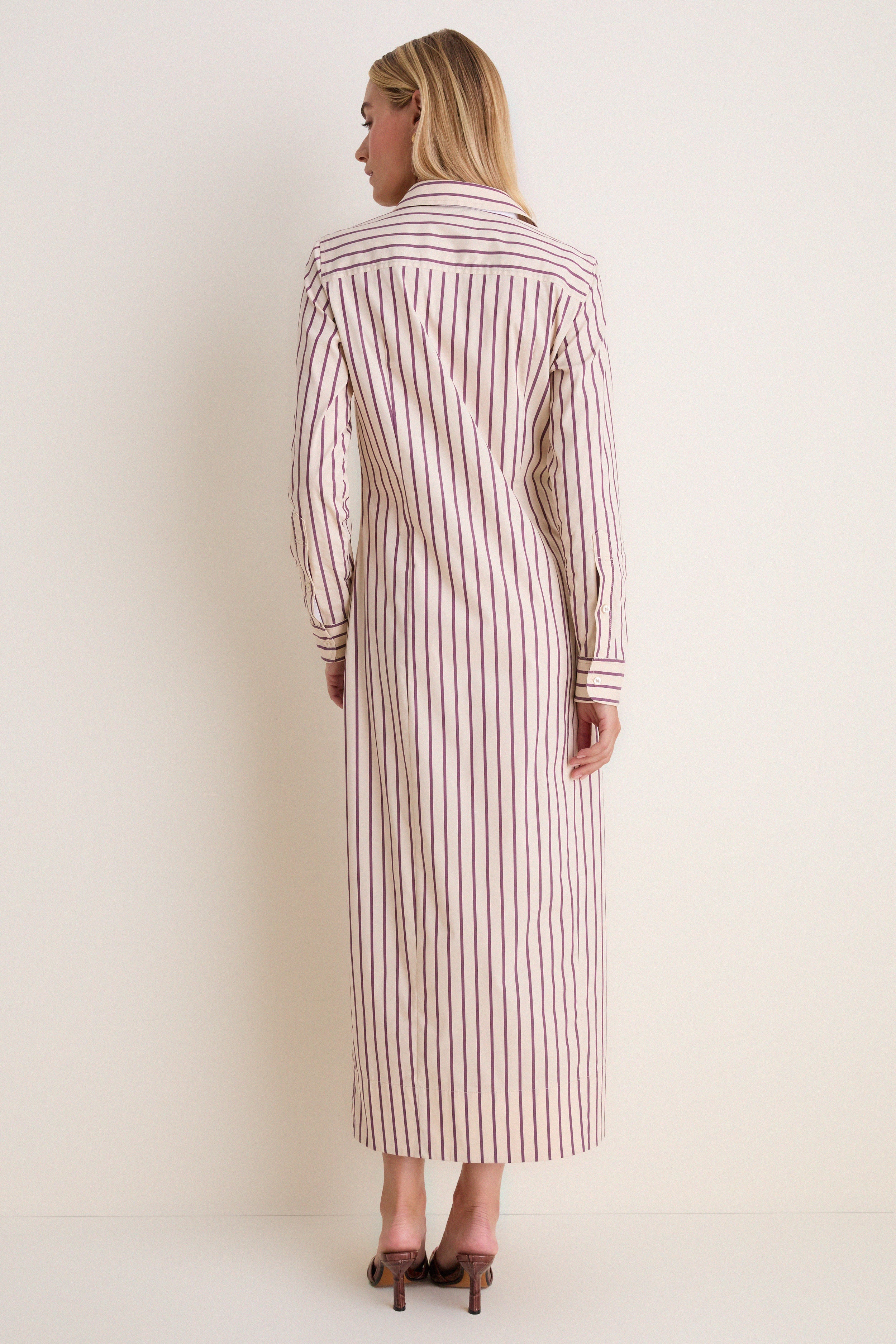 Wine Stripe Paolo Maxi Shirt Dress