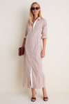 Wine Stripe Paolo Maxi Shirt Dress