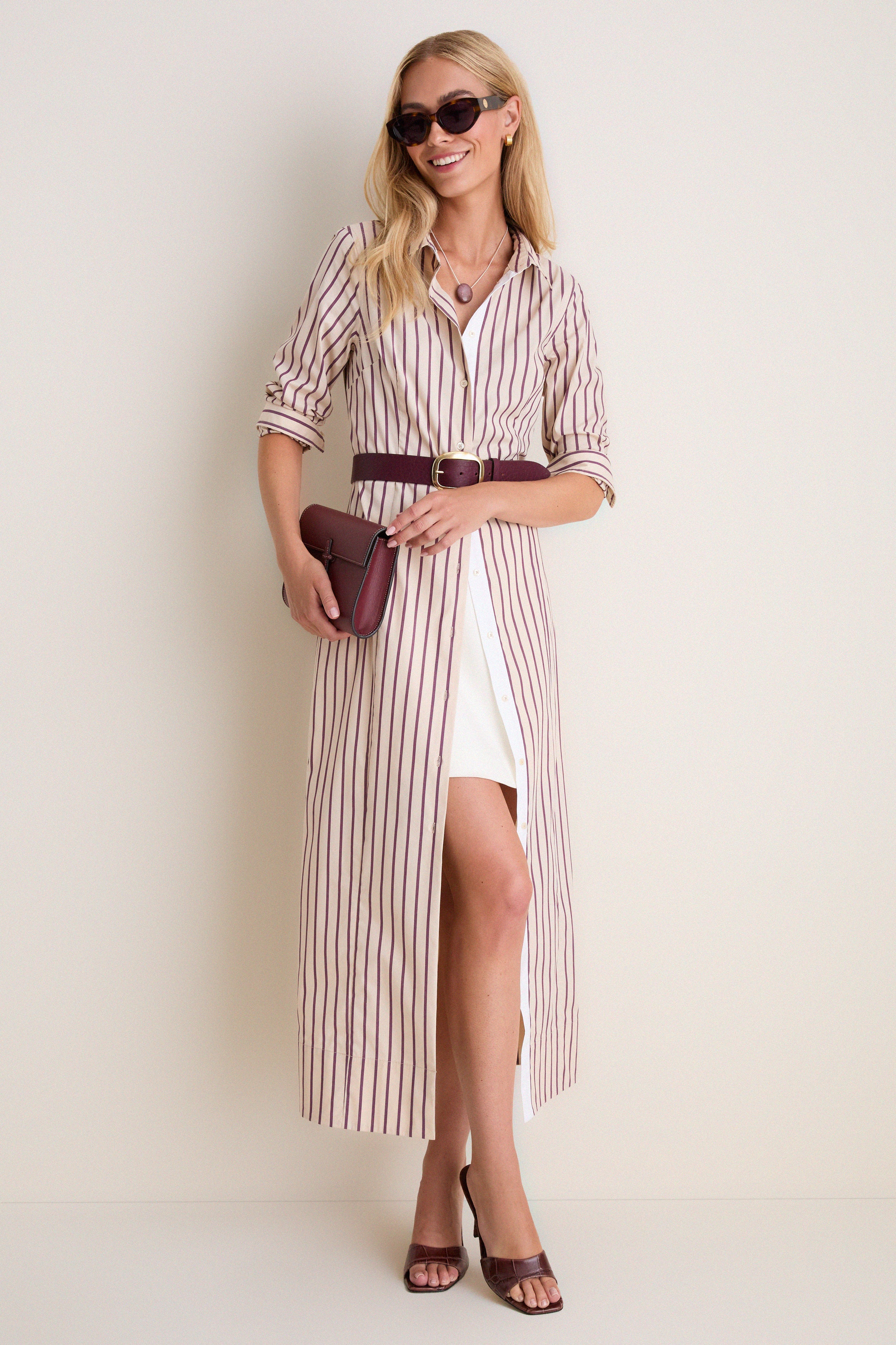 Wine Stripe Paolo Maxi Shirt Dress | Tuckernuck