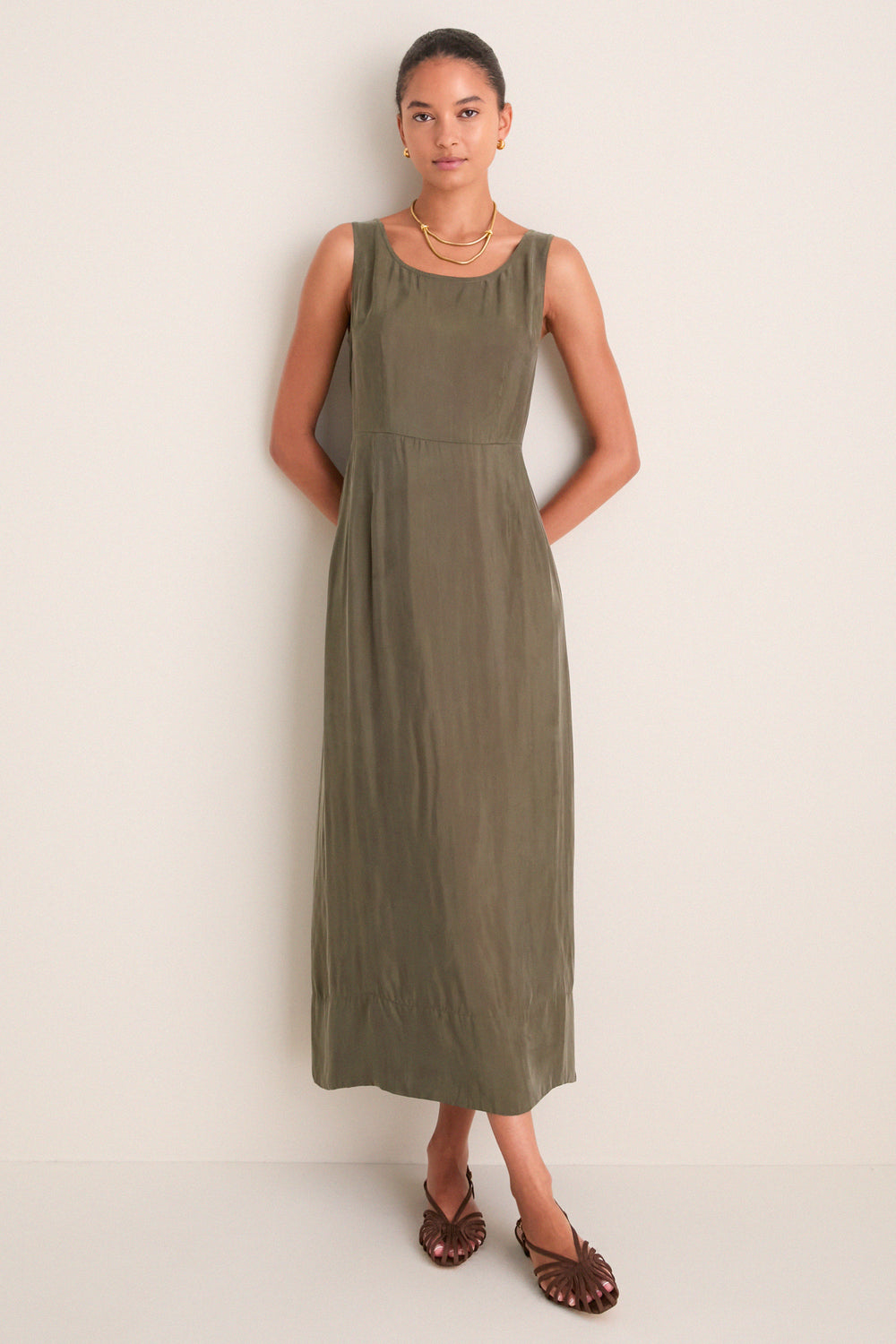 Evergreen Cupro Roma Midi Dress