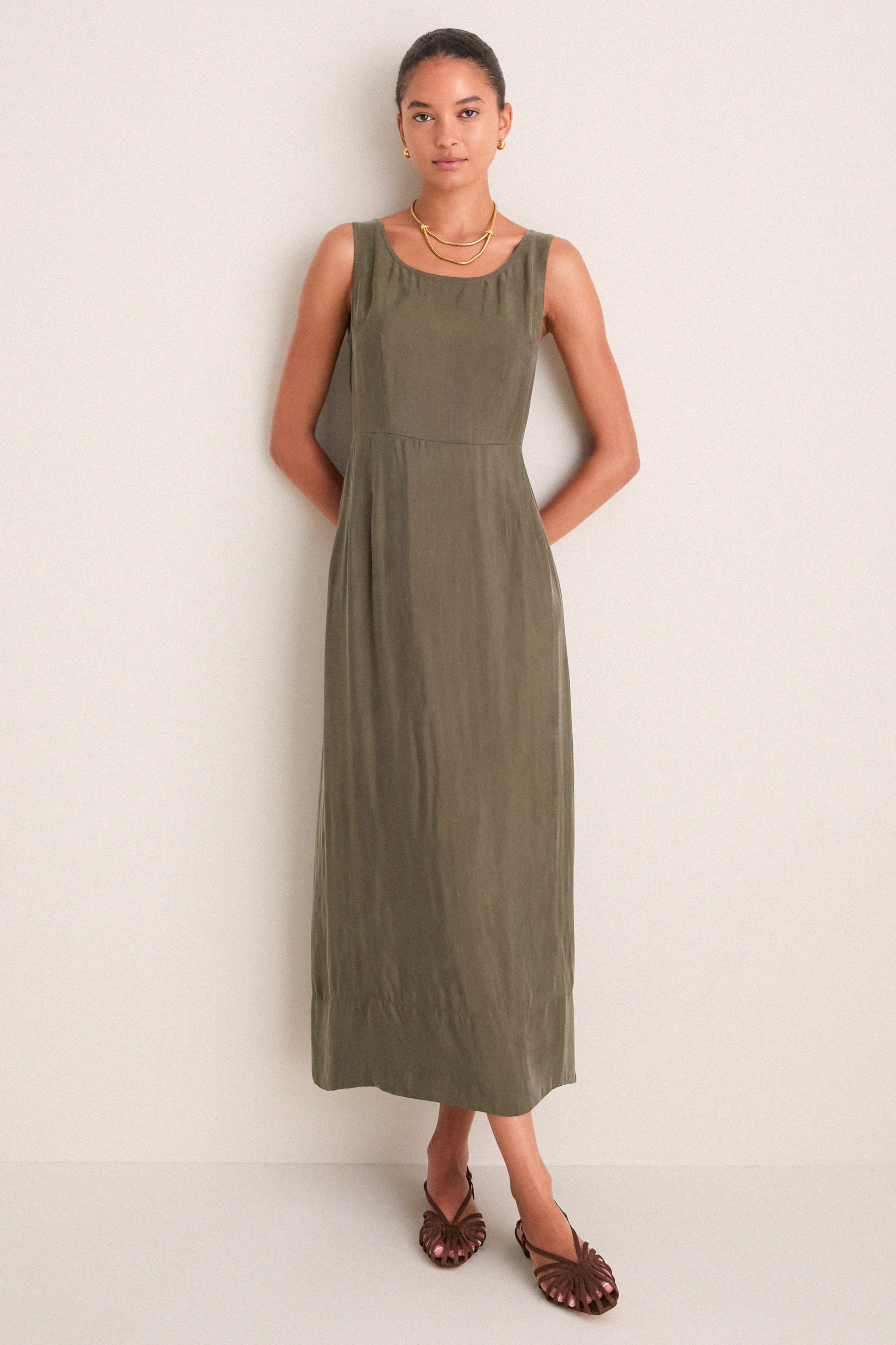 Evergreen Cupro Roma Midi Dress