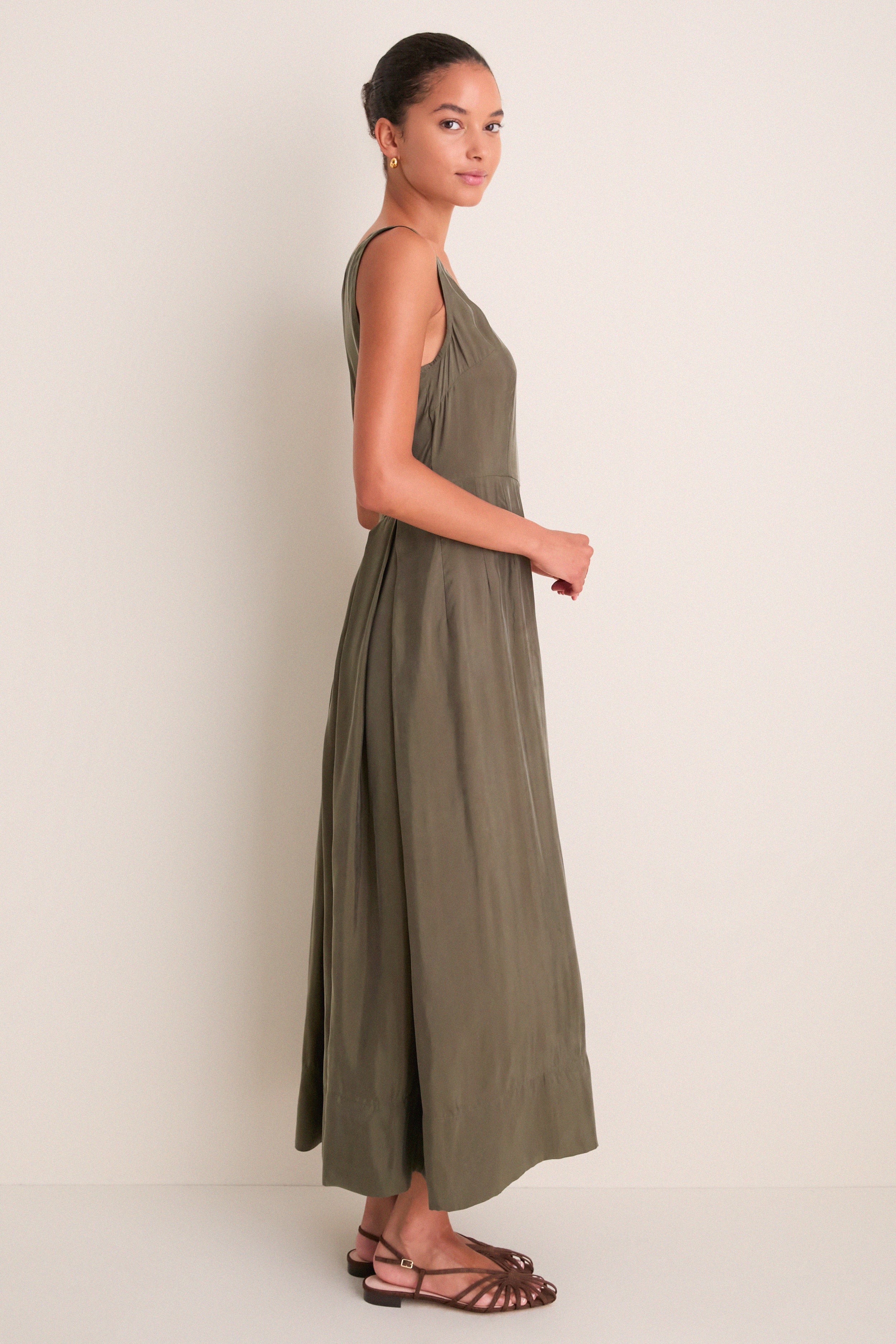 Evergreen Cupro Roma Midi Dress