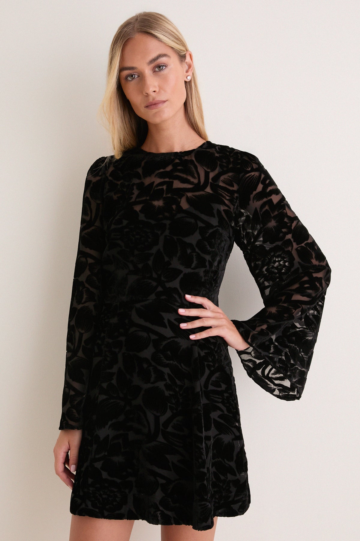 Black Burnout Velvet Oaklynn Mini Dress