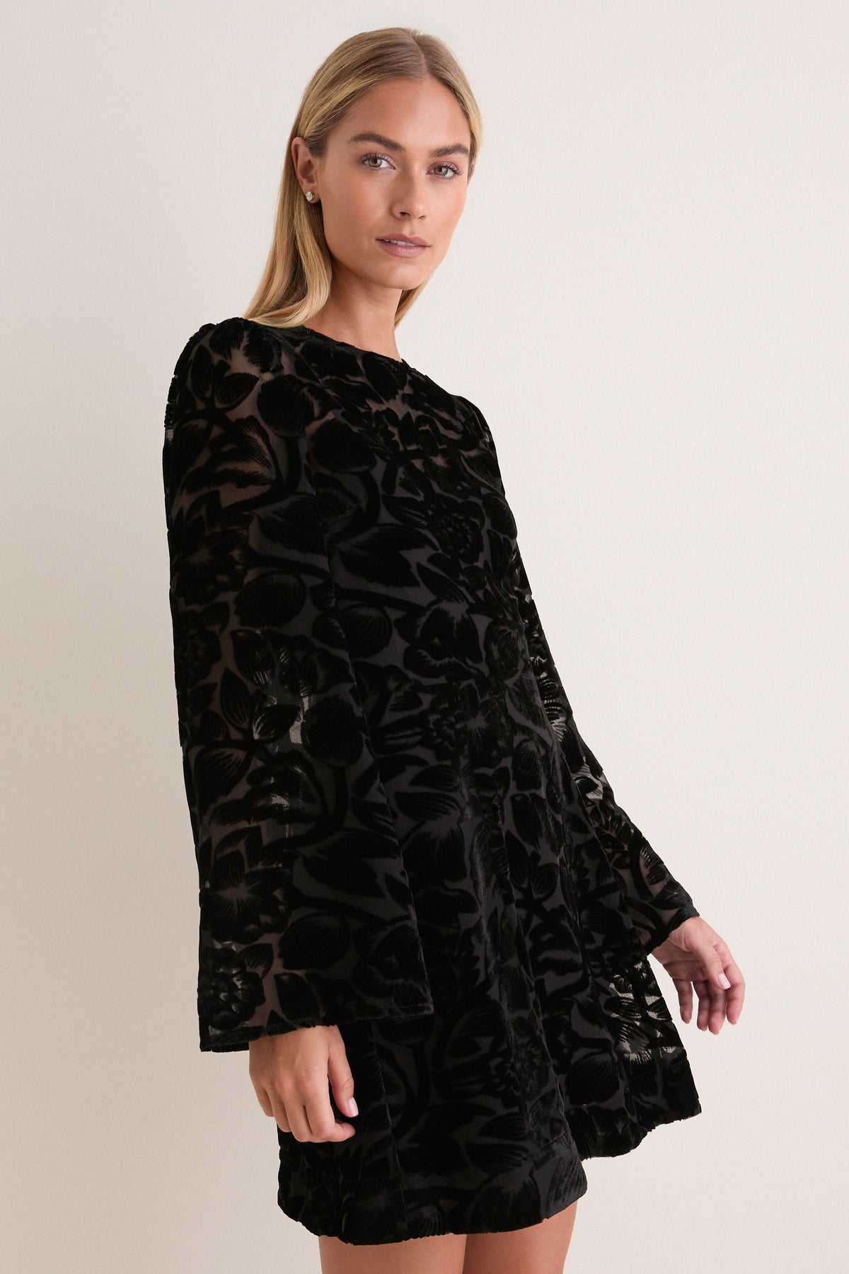 Black Burnout Velvet Oaklynn Mini Dress