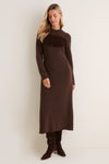 Brown Fringe Knit Julia Midi Dress