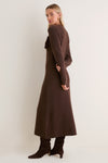 Brown Fringe Knit Julia Midi Dress