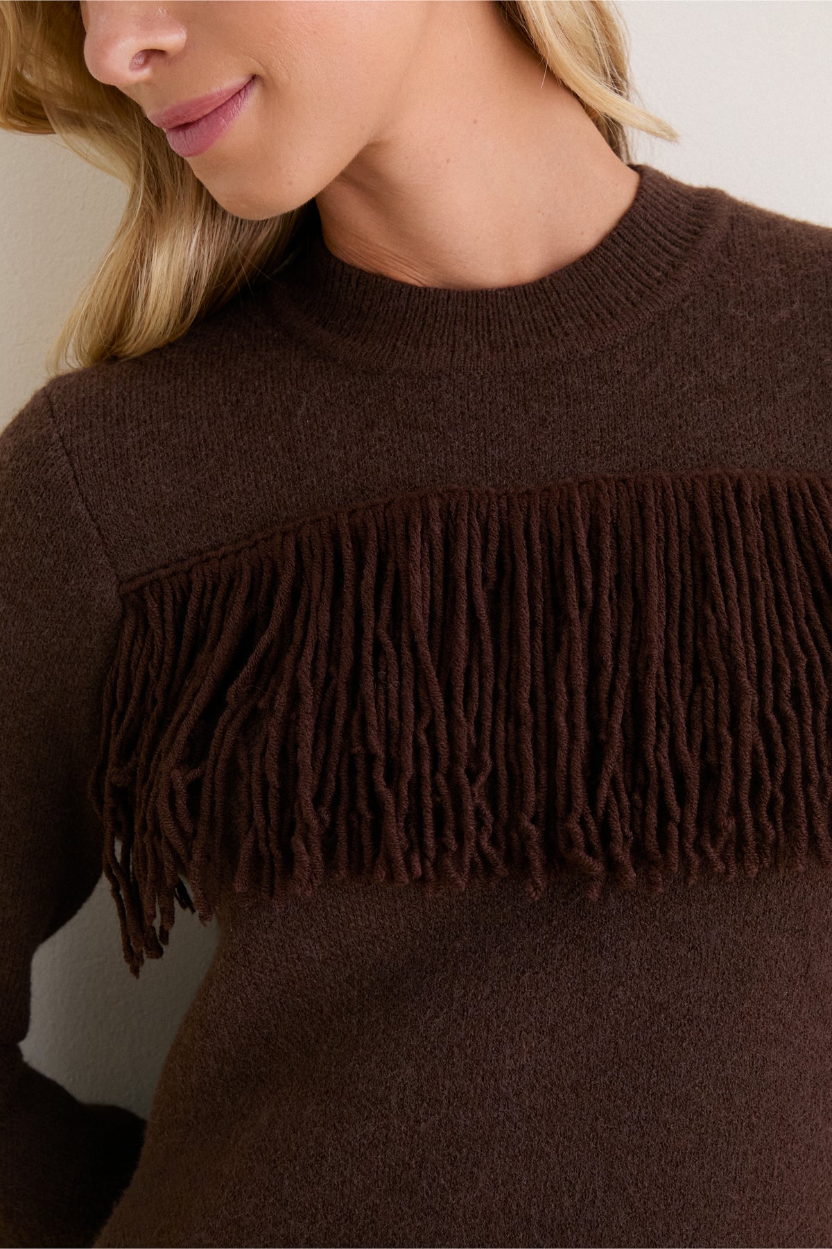 Brown Fringe Knit Julia Midi Dress