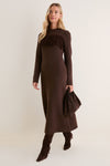 Brown Fringe Knit Julia Midi Dress