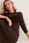 Brown Fringe Knit Julia Midi Dress