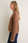 Mocha Cable Knit Cropped Perry Turtleneck