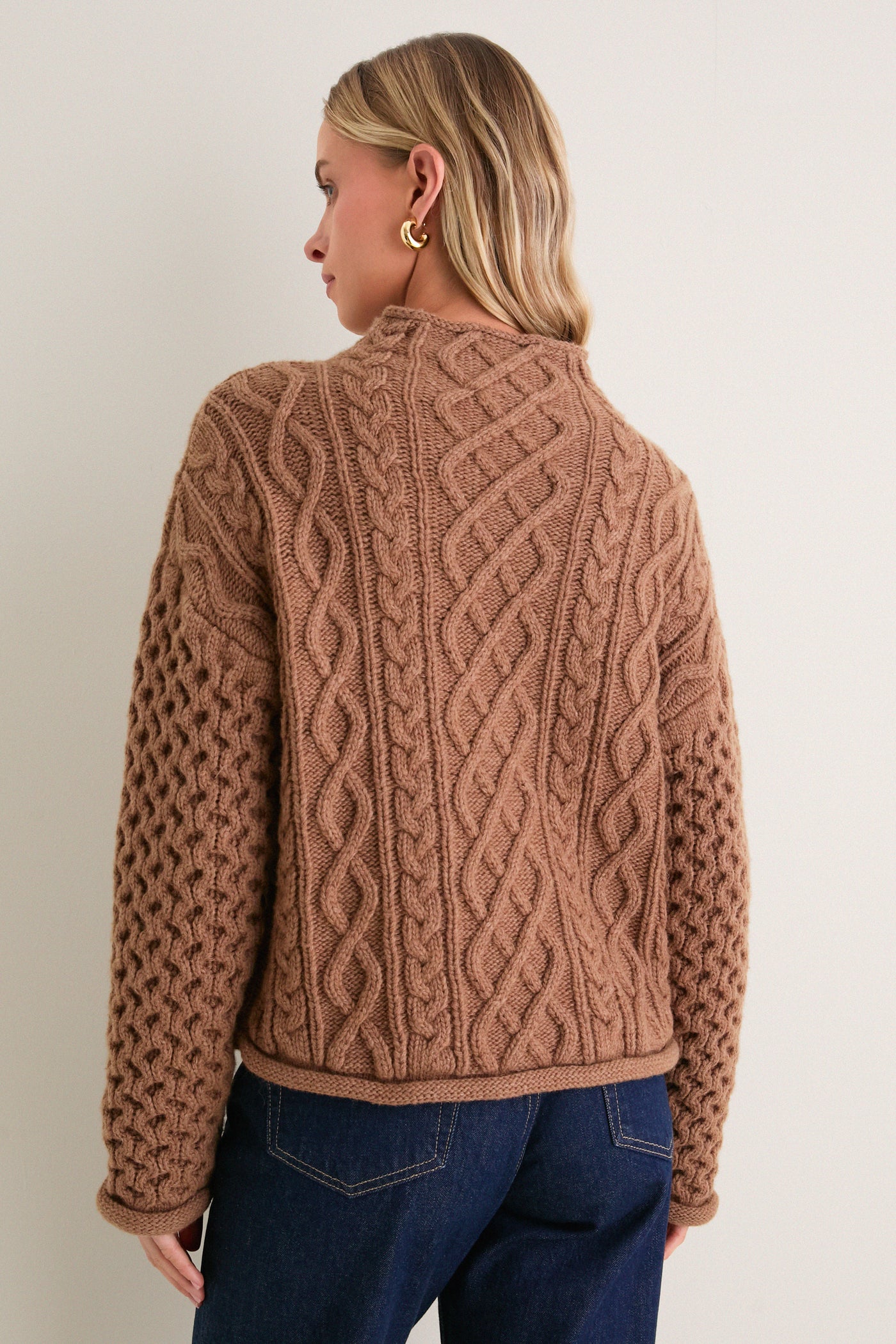 Mocha Cable Knit Cropped Perry Turtleneck