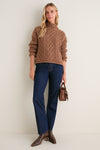 Mocha Cable Knit Cropped Perry Turtleneck