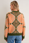 Orange & Olive Medallion Stephanie Crewneck