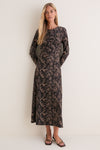 Fall Floral Jersey Ruched Kayla Maxi Dress