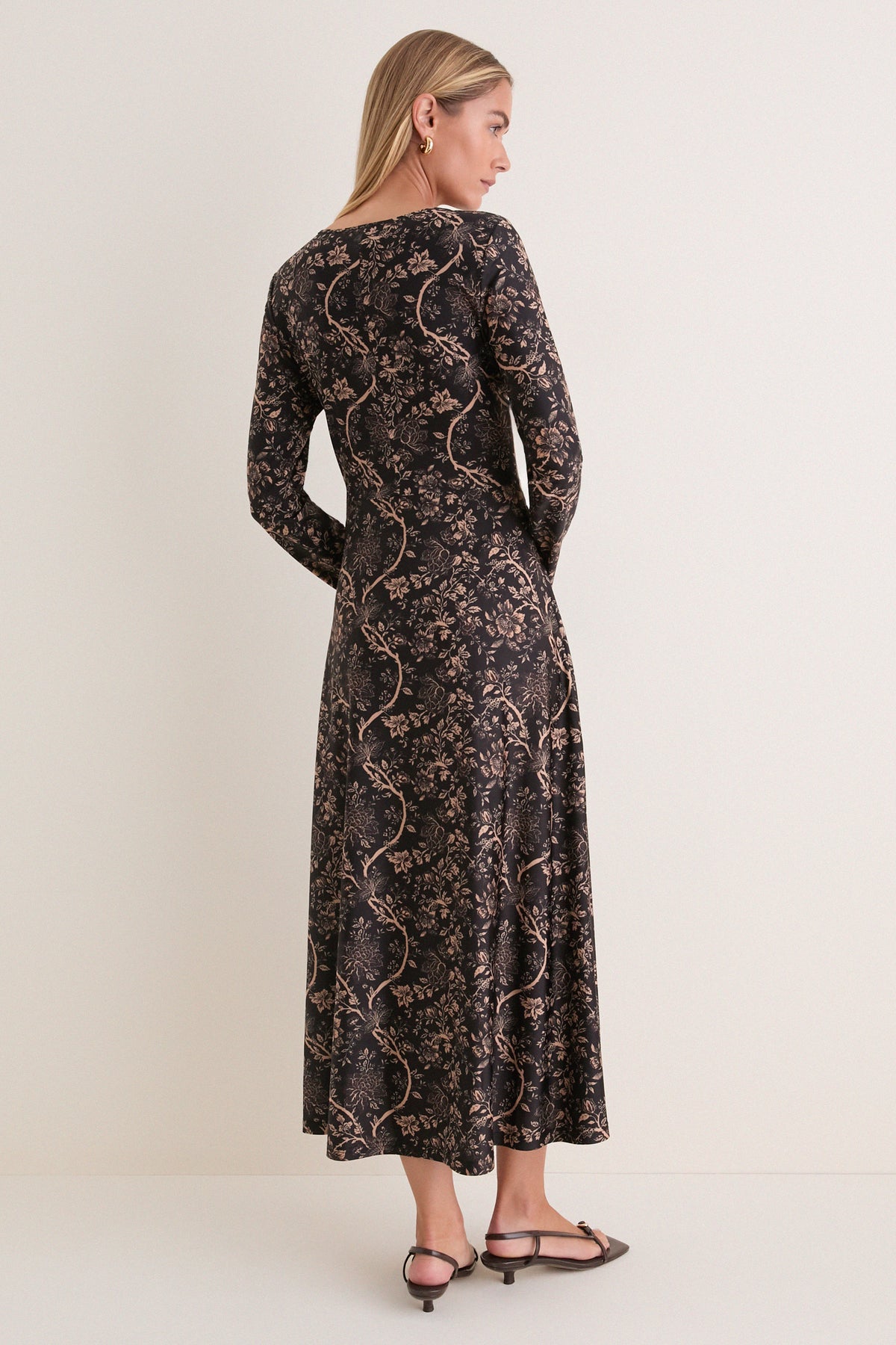 Fall Floral Jersey Ruched Kayla Maxi Dress