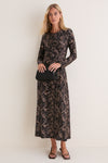 Fall Floral Jersey Ruched Kayla Maxi Dress