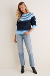 Glacier Fair Isle Embellished Heather Sweater