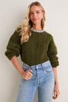 Olive Embellished June Crewneck