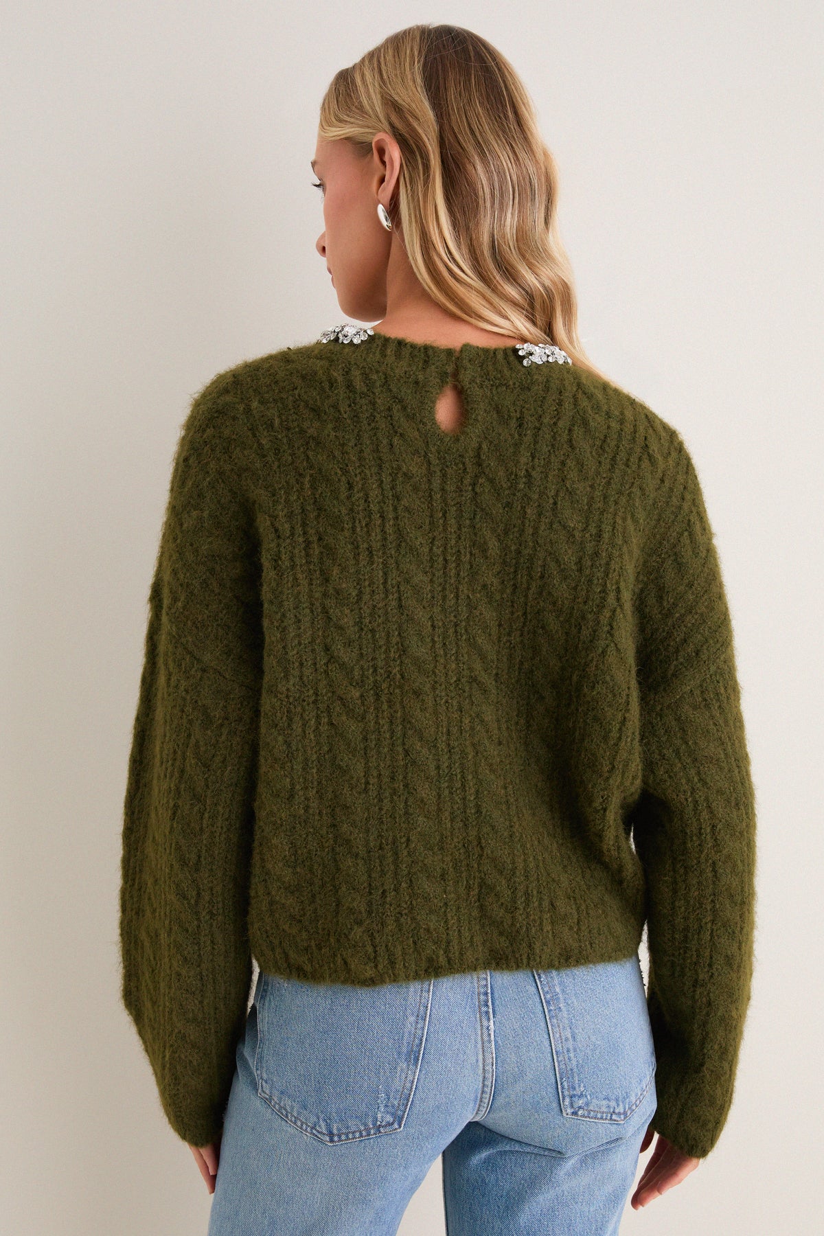 Olive Embellished June Crewneck