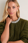 Olive Embellished June Crewneck